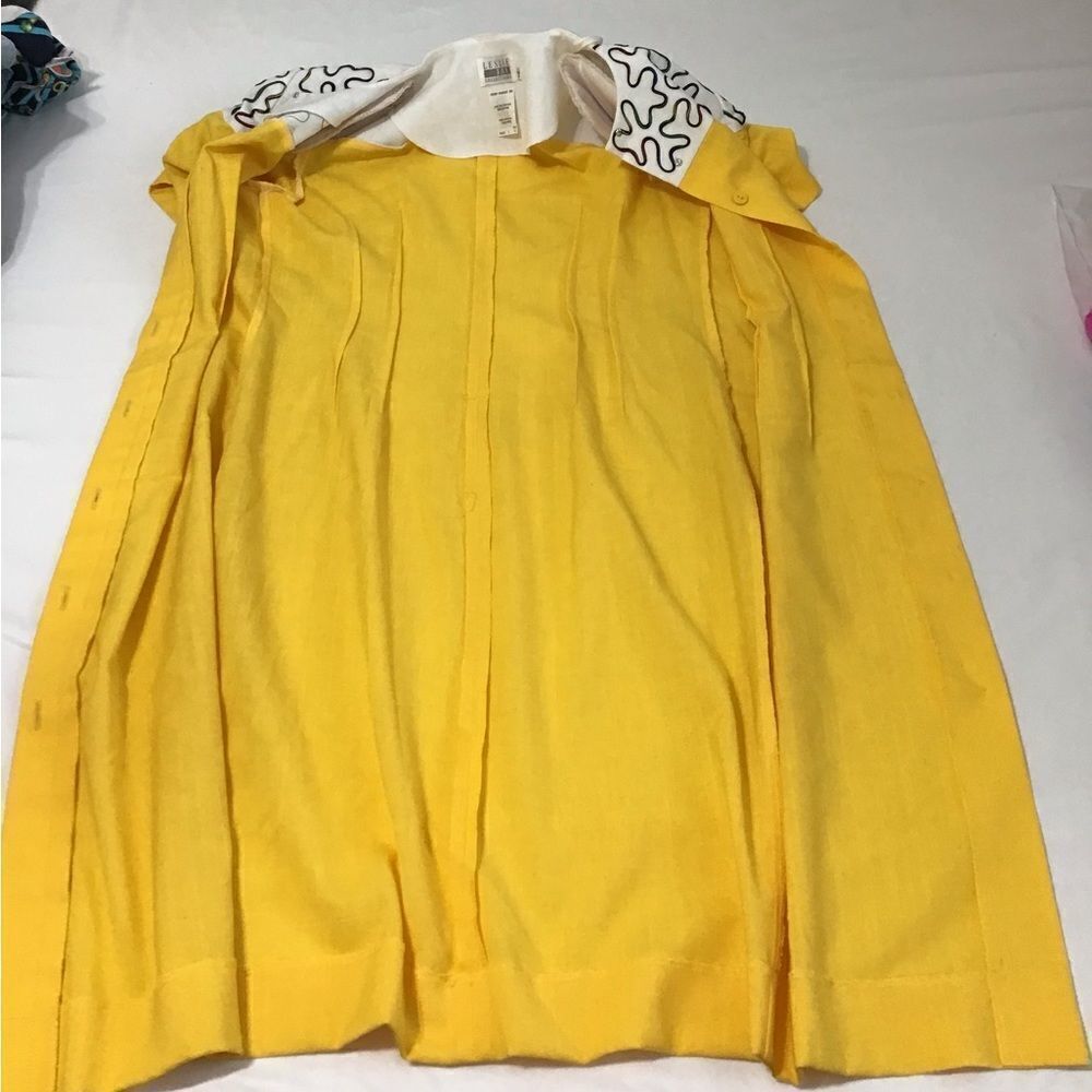 Leslie Fay Collection Yellow Vintage Align Midi Dress Short Sleeve Size 12 - Picture 15 of 16